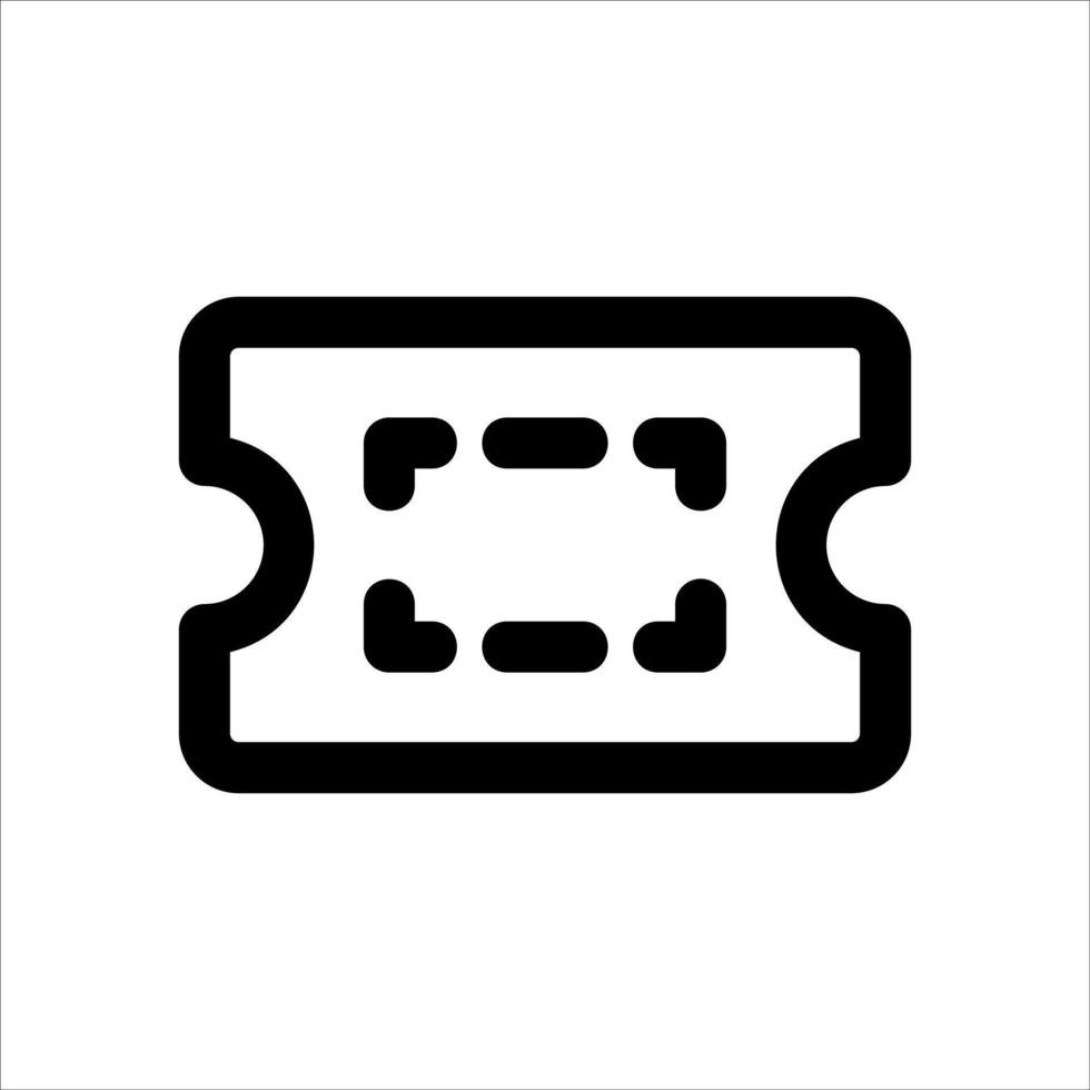 A black and white icon of a ticket vector