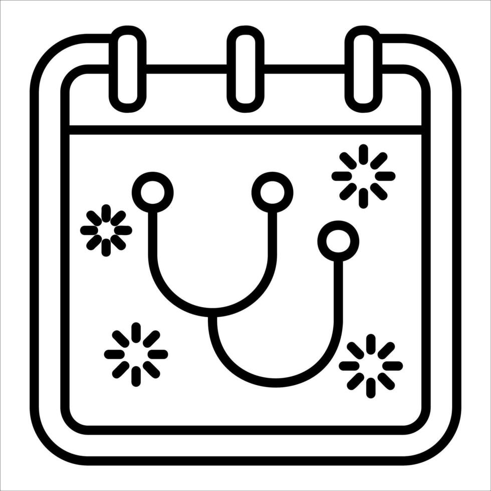 A calendar with flowers and a stethoscope icon vector
