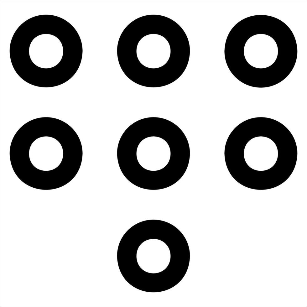 A black and white image of a circle with six circles vector