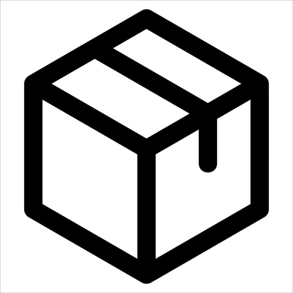 A black and white image of a box with a line vector