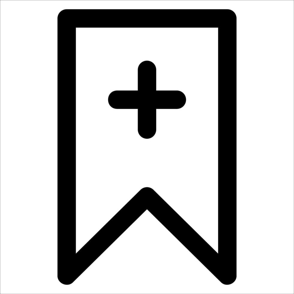 A black and white icon of a ribbon with a cross vector