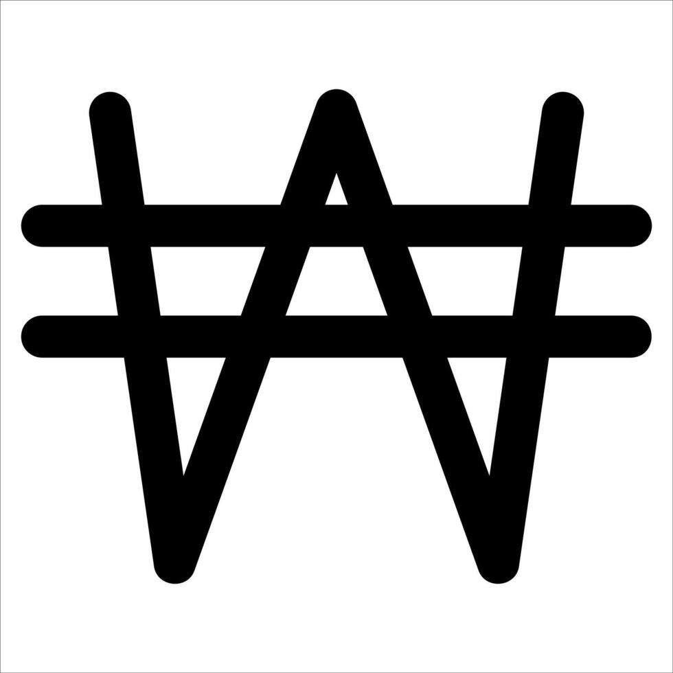 The symbol for the letter w is shown in black and white vector