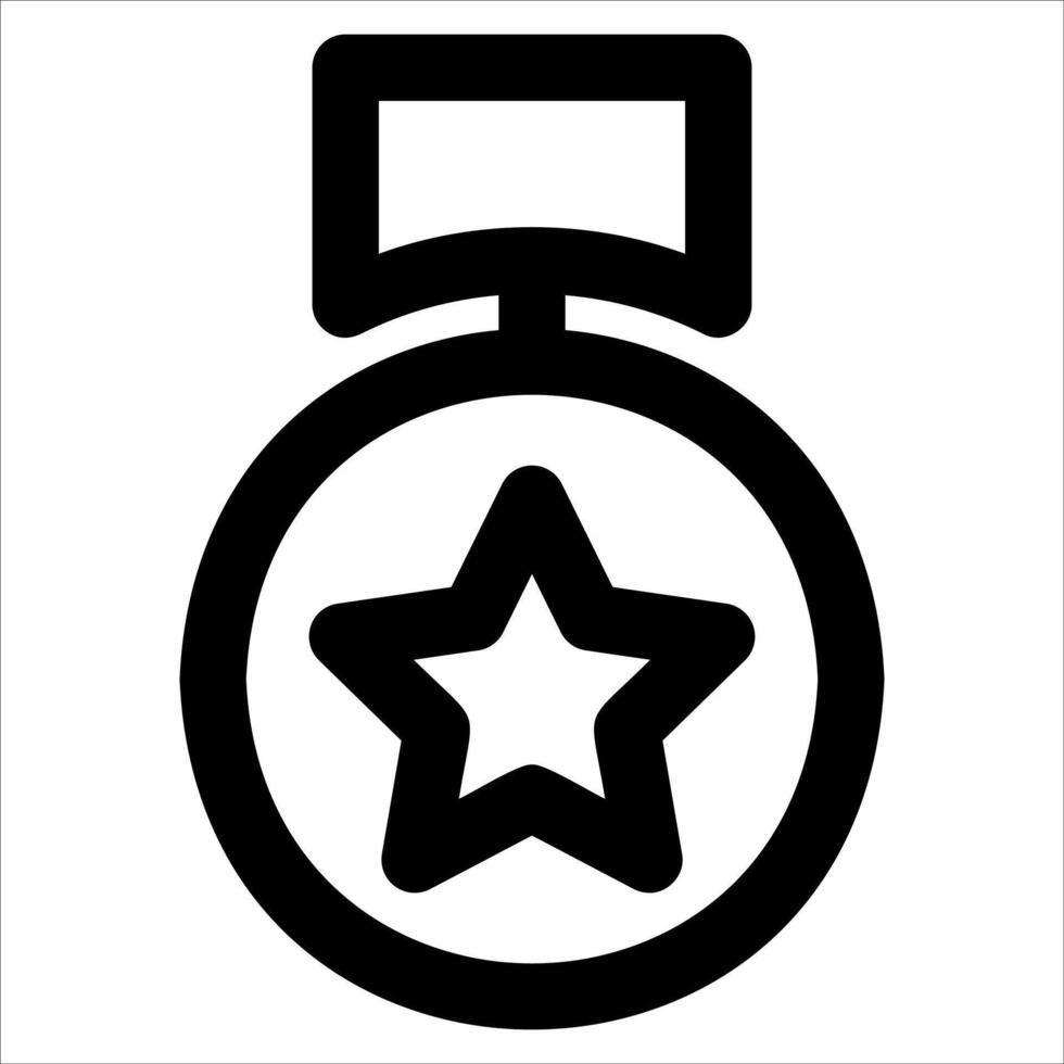 A black and white icon of a star and medal vector
