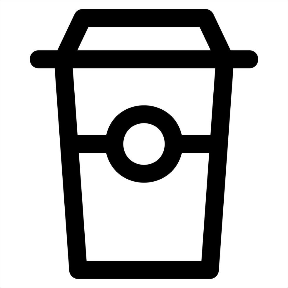 A black and white icon of a coffee cup vector