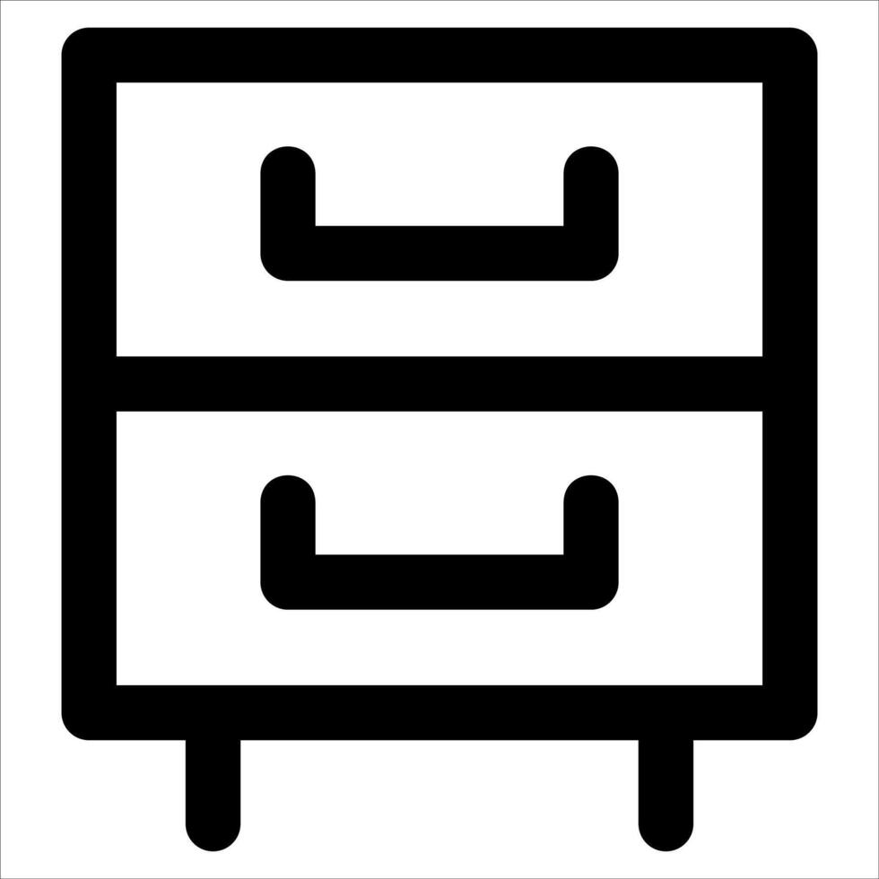 A black and white icon of a chest of drawers vector