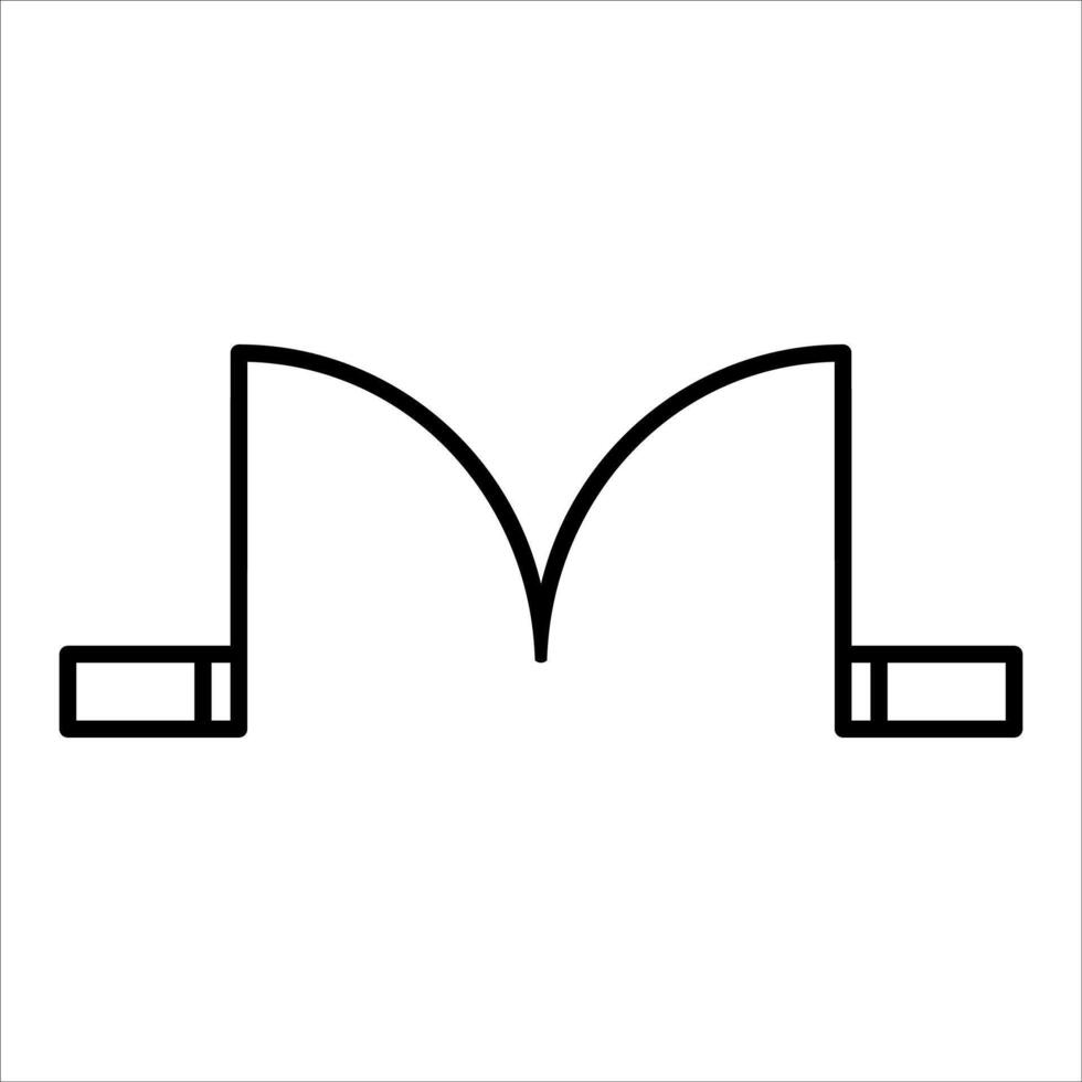 A black and white drawing of a letter m vector
