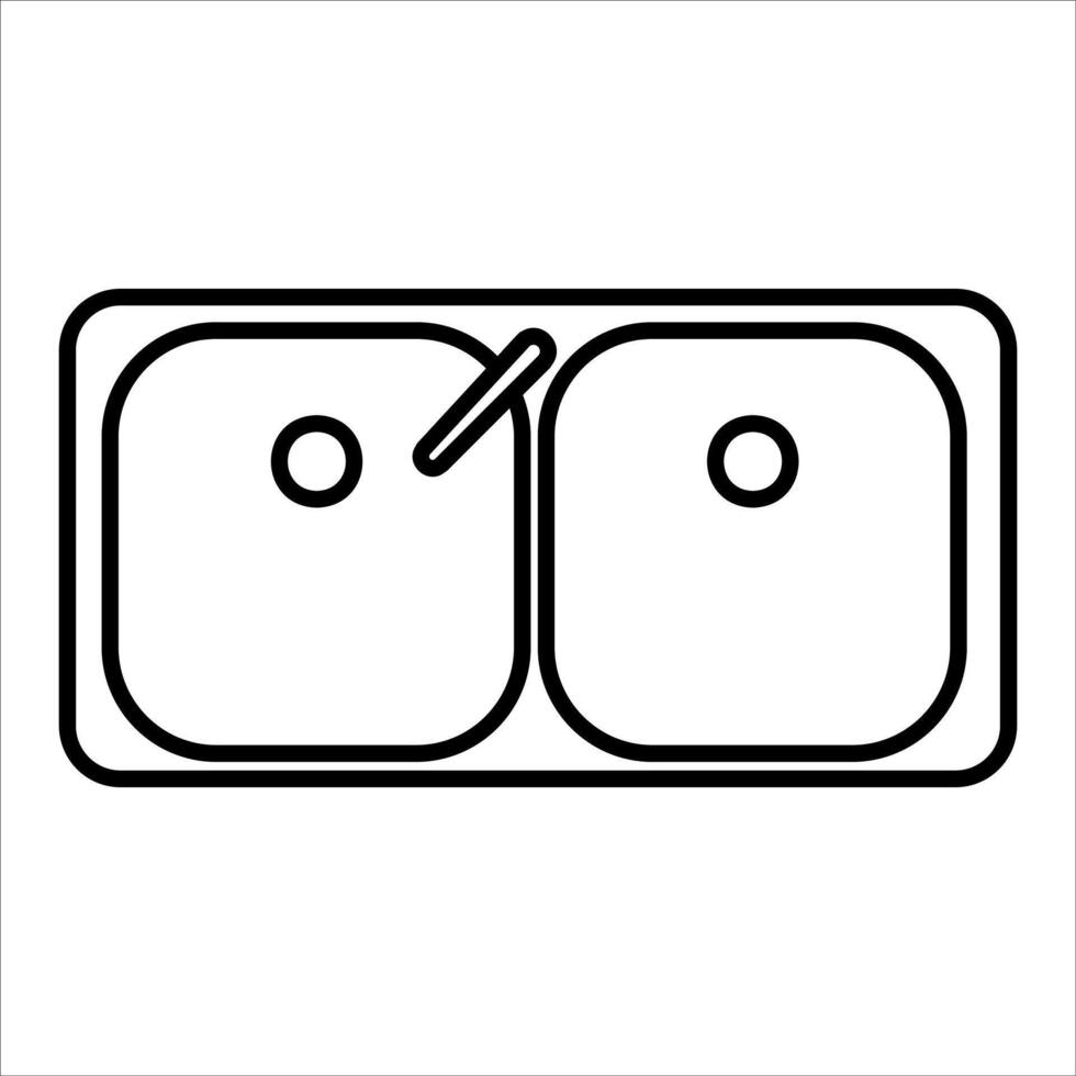 A black and white line drawing of a kitchen sink vector