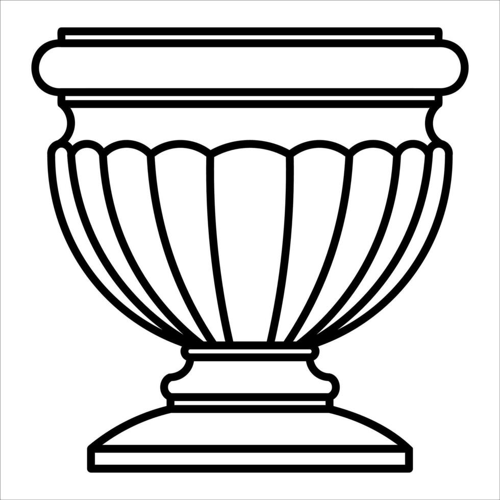 An outline of a vase with a flower on top vector