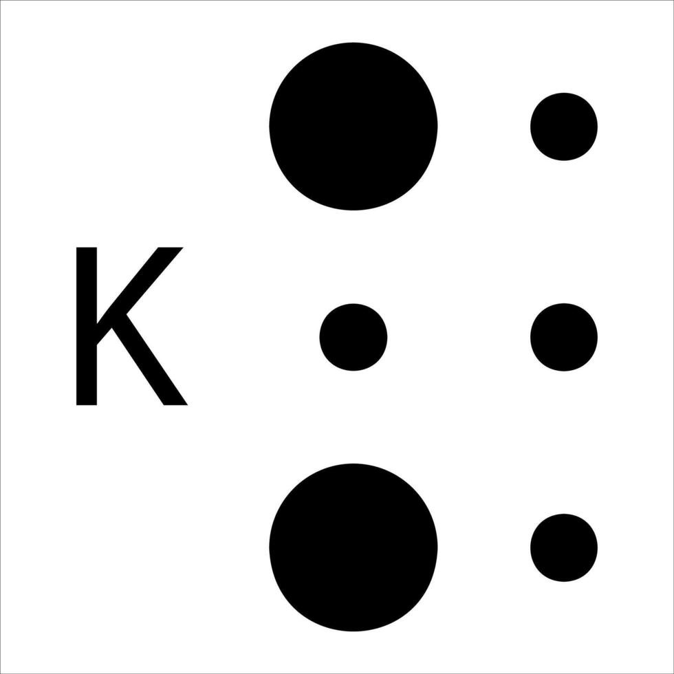 The letter k is shown in a circle with dots vector