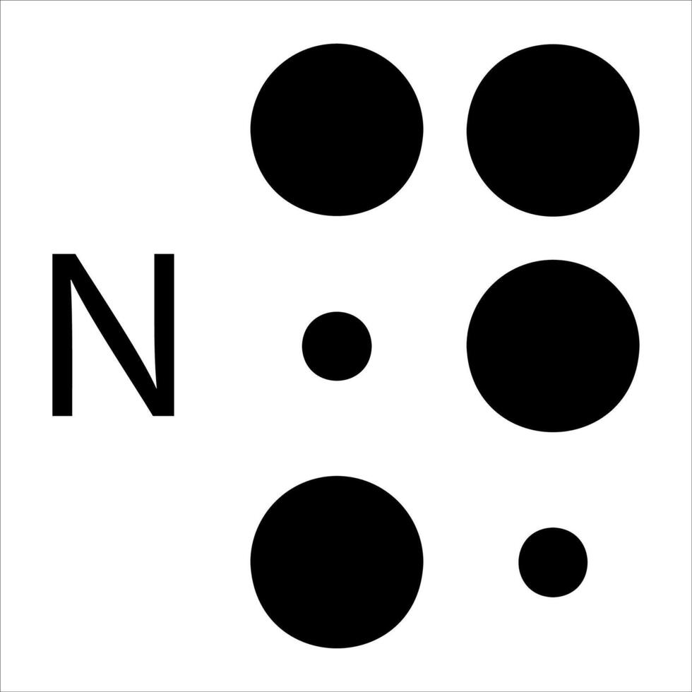 The letter n is surrounded by four dots vector
