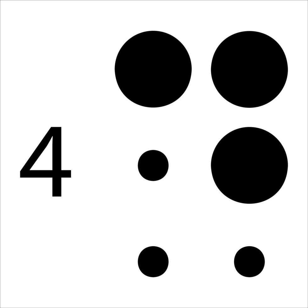 Four dots are shown in a circle with the number four vector