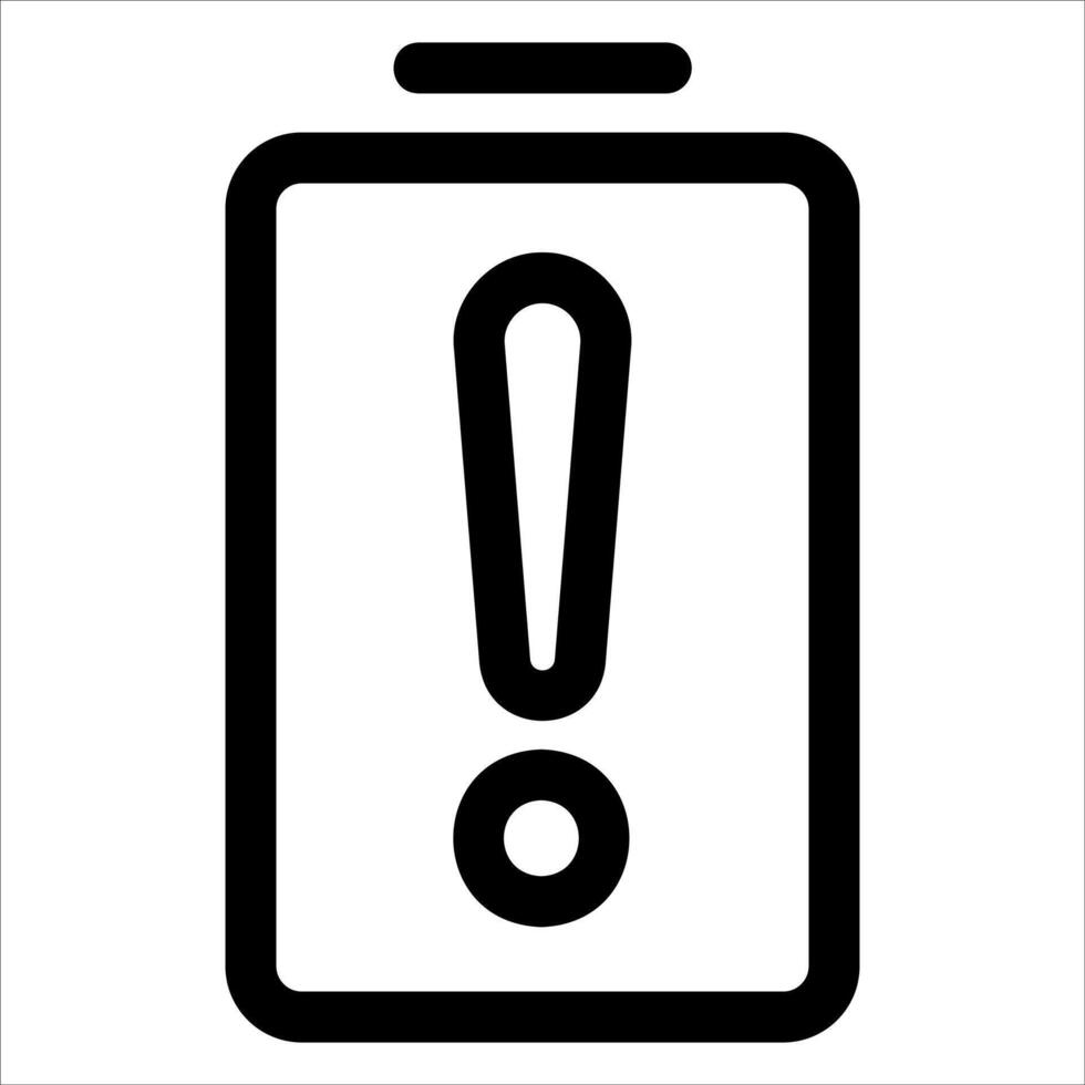 A battery icon with an exclamation mark vector