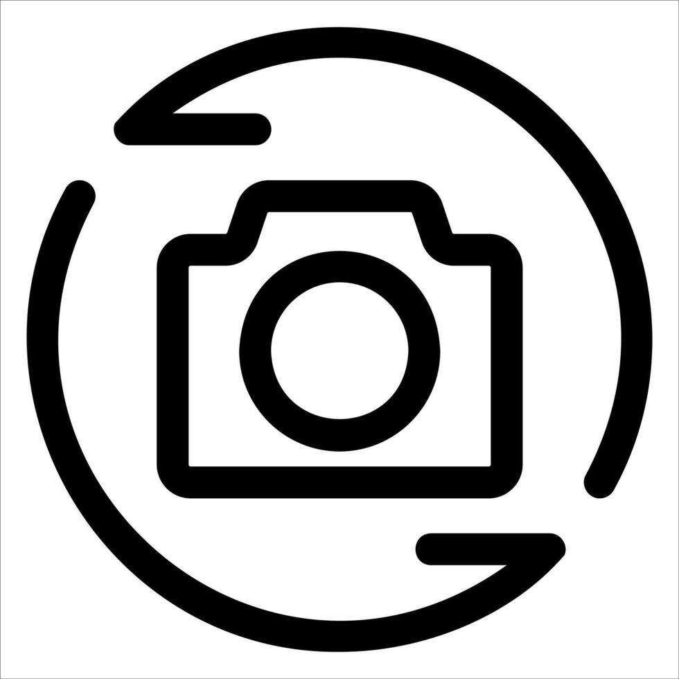 A camera icon in a circle with a white background vector