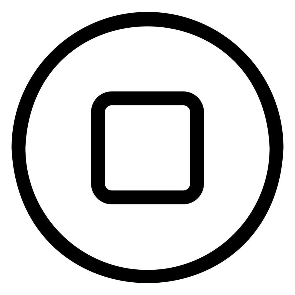 A black and white square icon in a circle vector