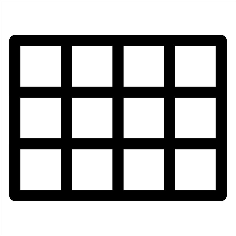 A black and white square icon of a calendar vector