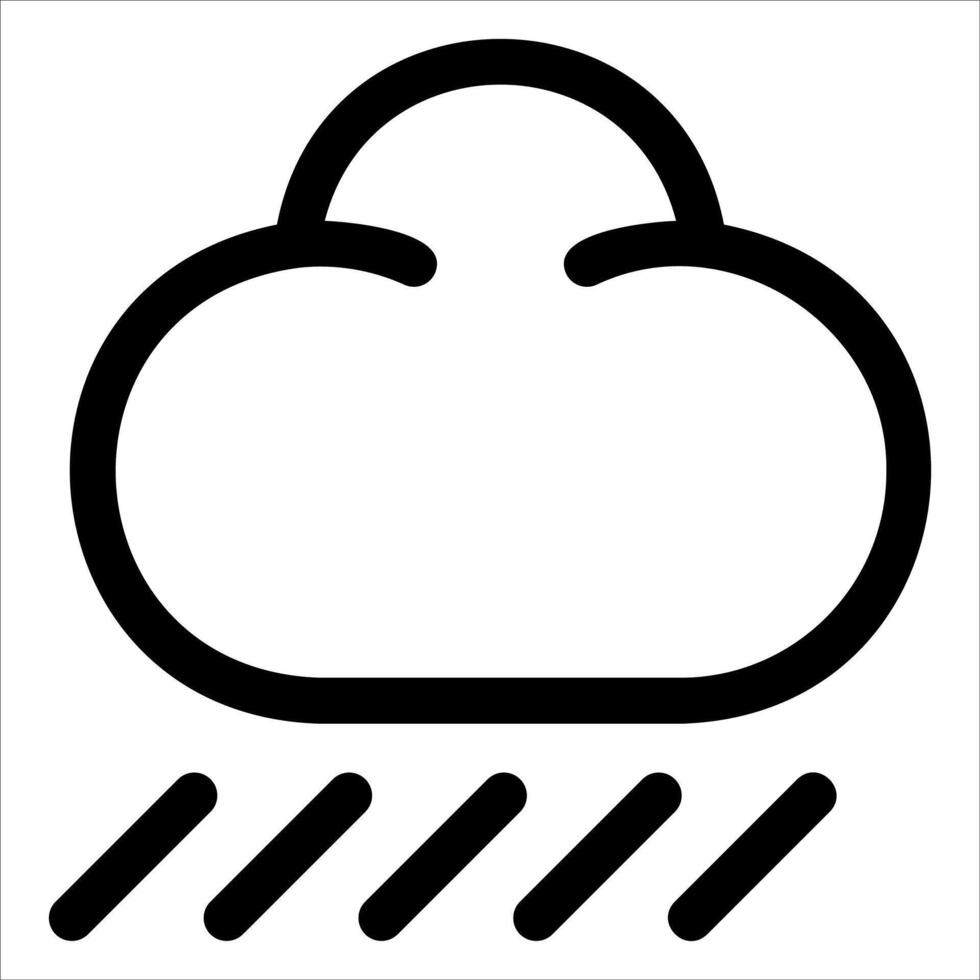 A black and white icon of a cloud with rain vector