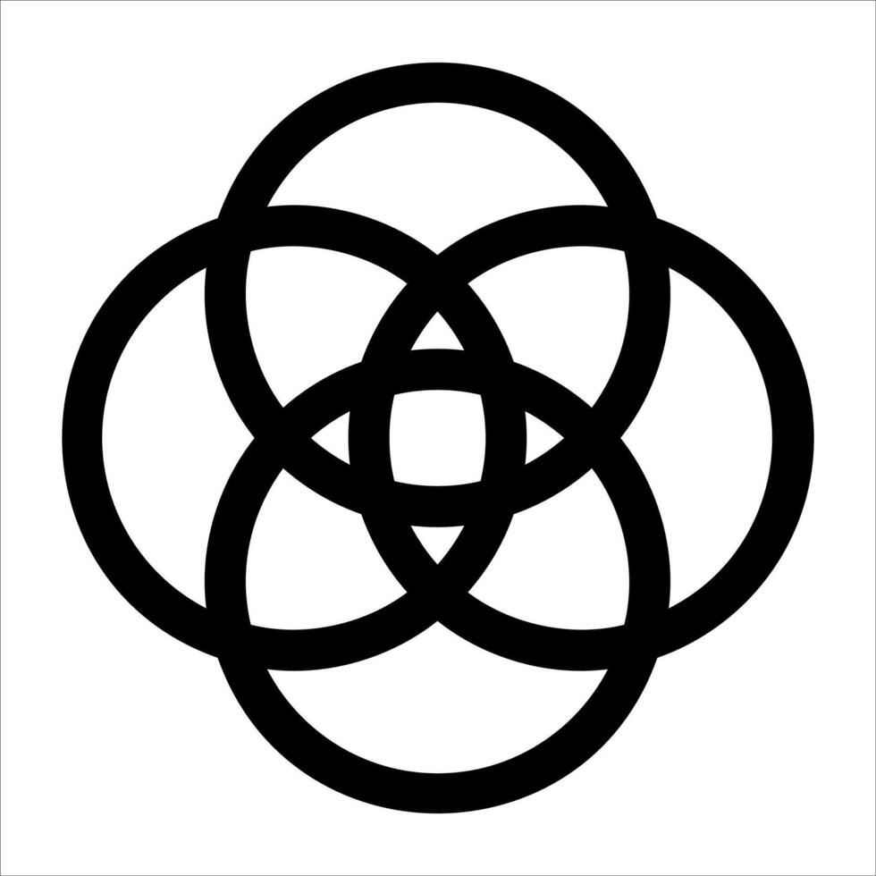 The symbol for the four elements is shown in black and white vector