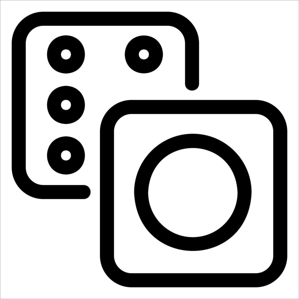 A black and white icon of dice vector