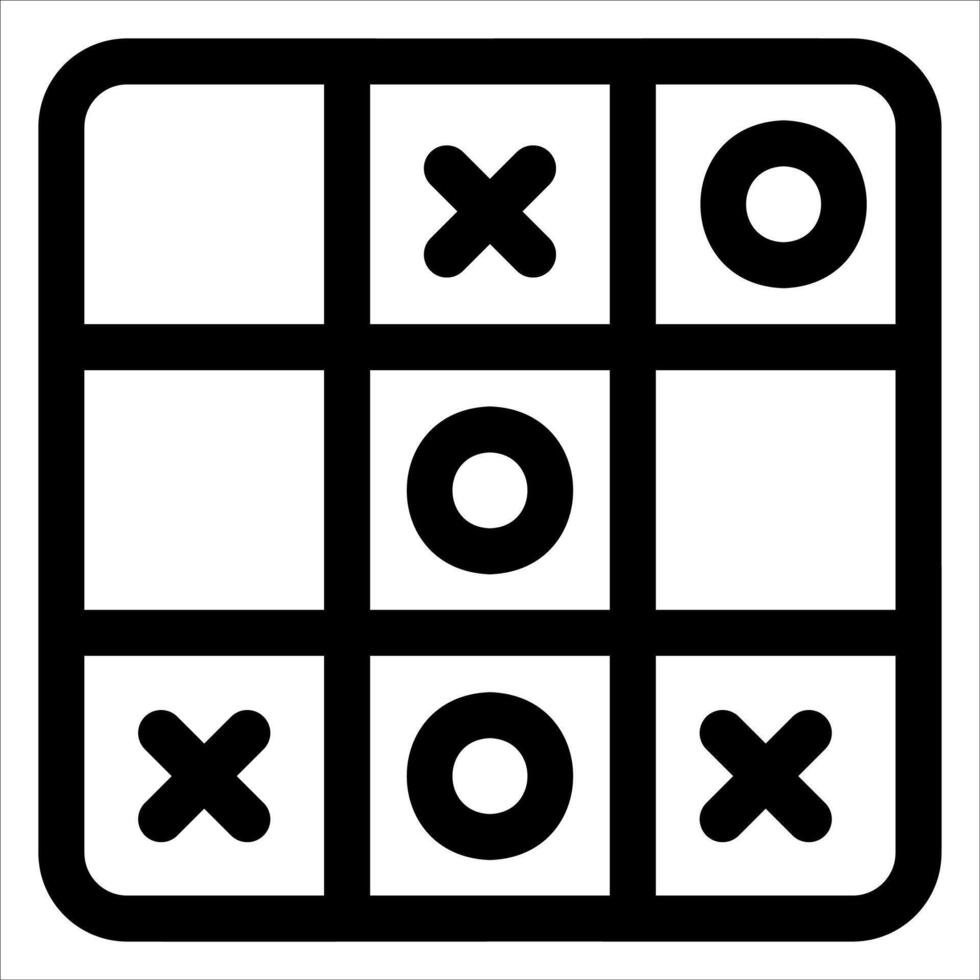 A black and white tic tac toe game icon vector