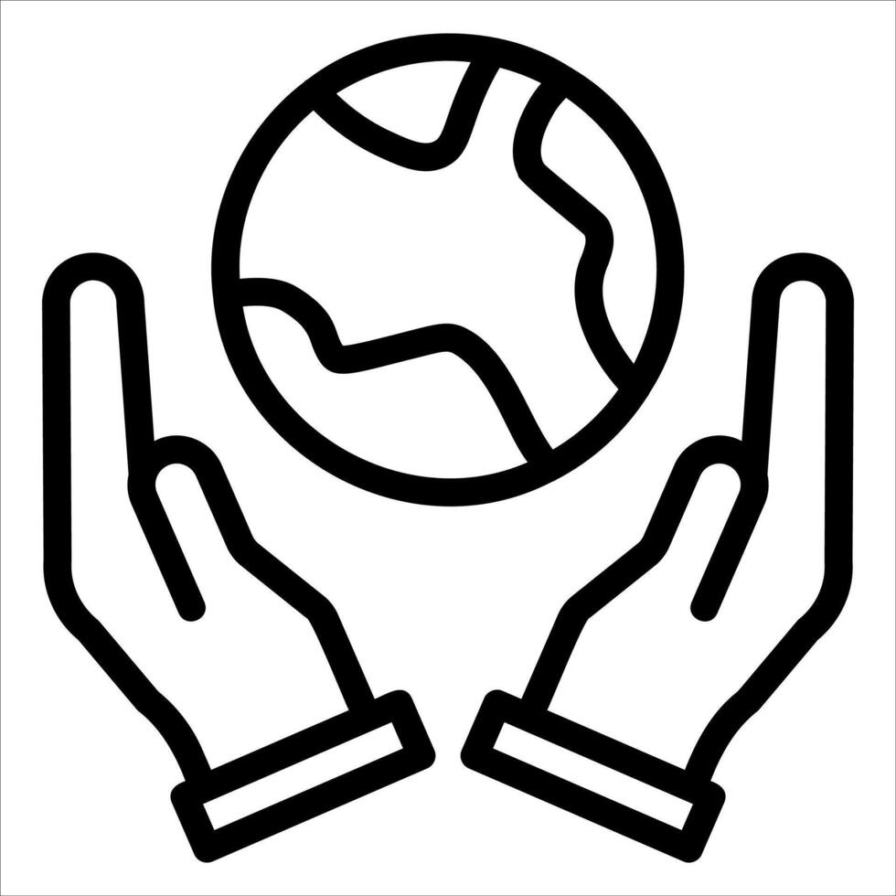 Hands holding a globe icon vector