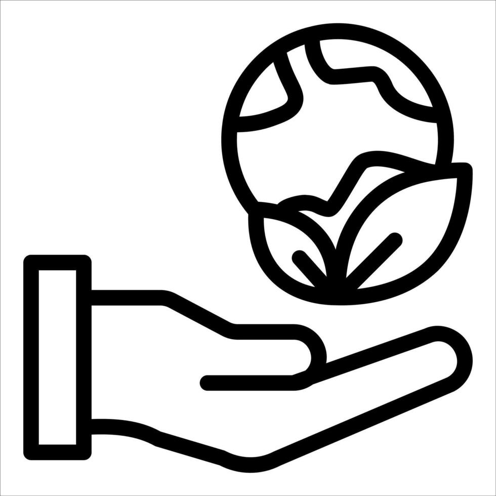 A hand holding a globe and plant icon vector