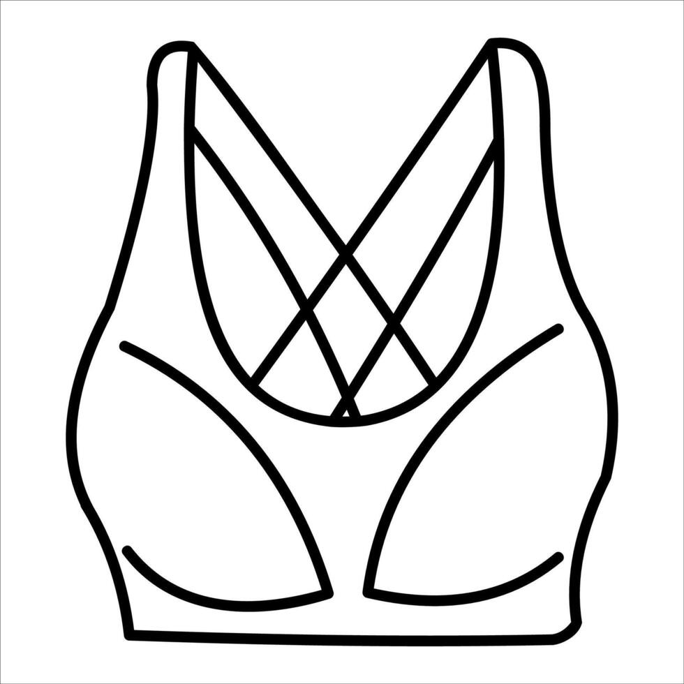 A black and white drawing of a bra top vector