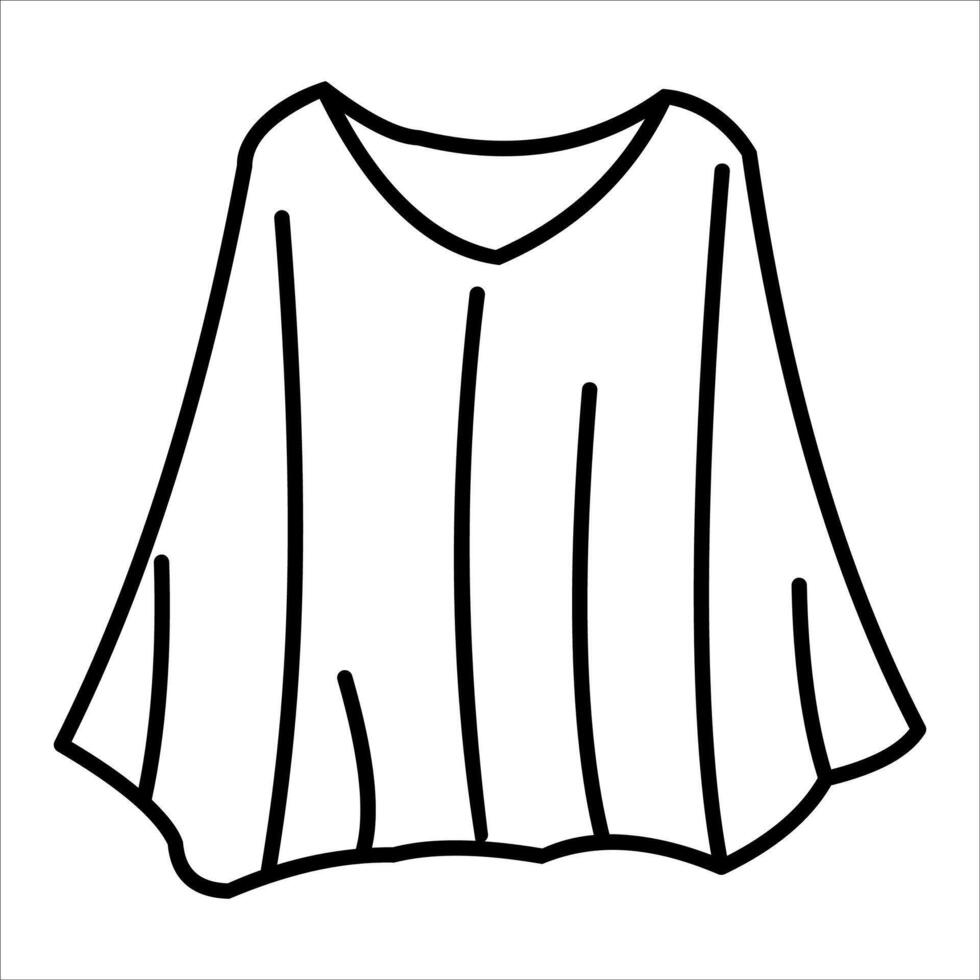 A black and white drawing of a poncho vector