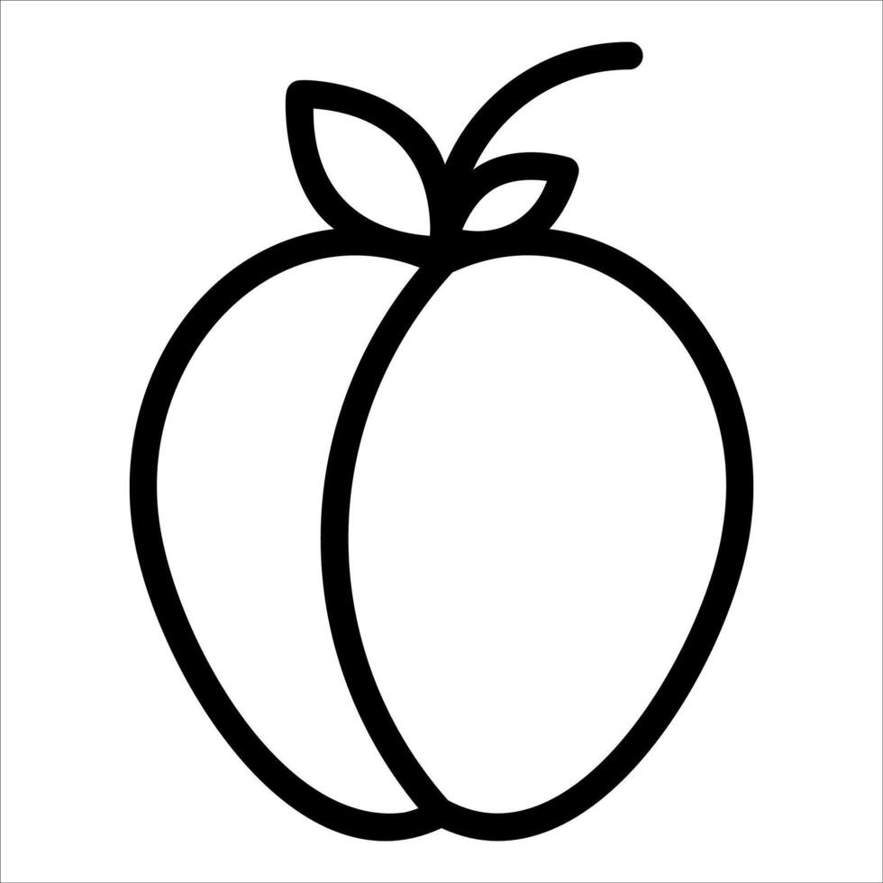 A black and white outline of an apple vector