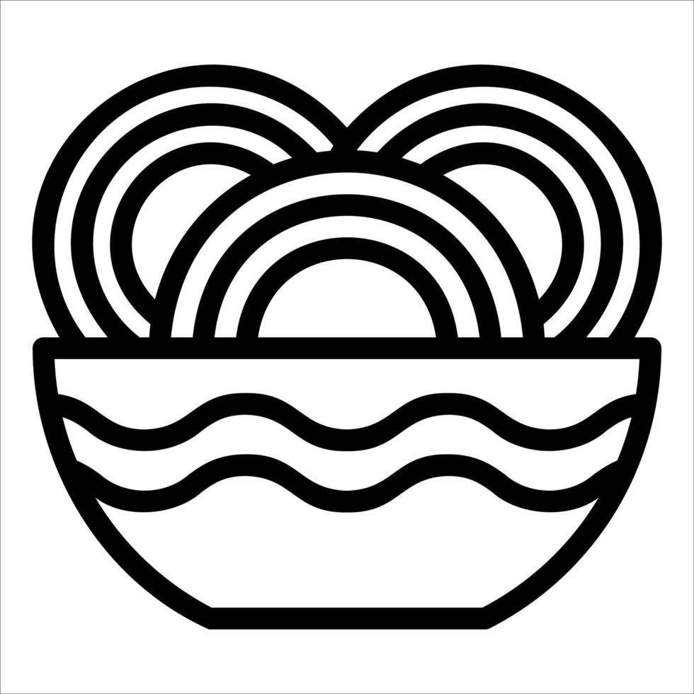 A black and white illustration of a bowl of noodles vector