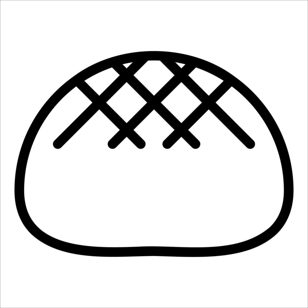 A black and white illustration of a bread bun vector