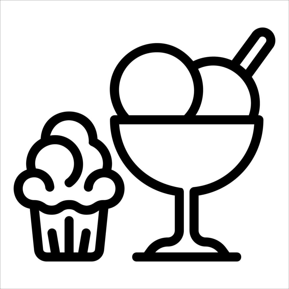 Ice cream and cupcake icon illustration vector