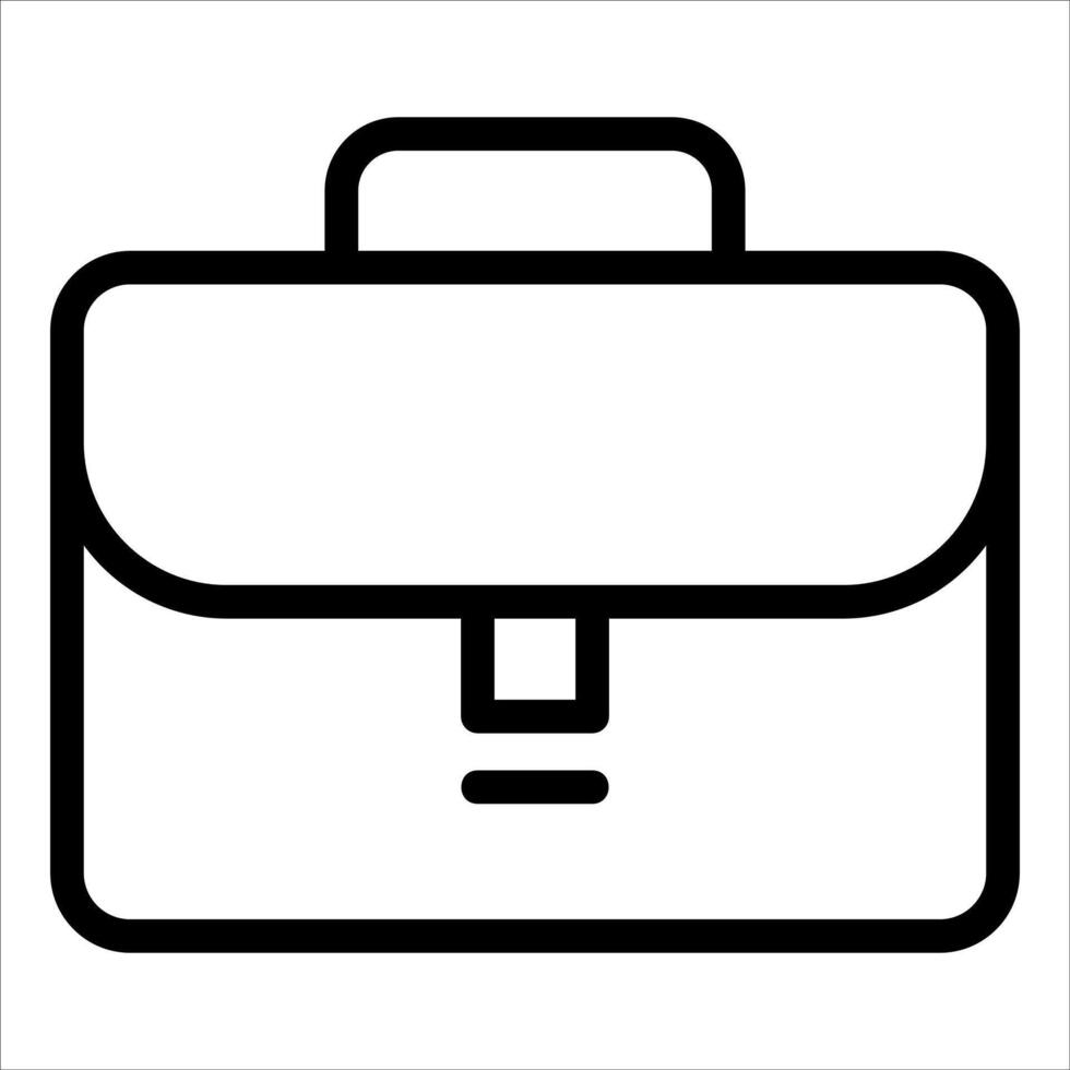 A black and white line icon of a briefcase vector
