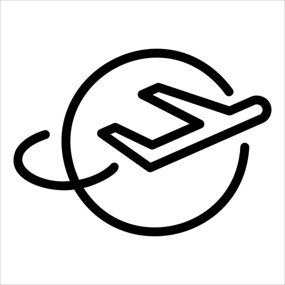 A black and white logo of a plane flying through the air vector