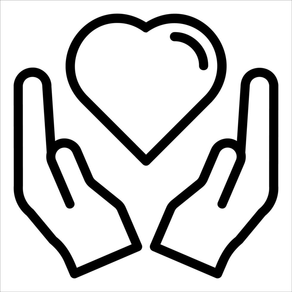 Hands holding a heart icon vector