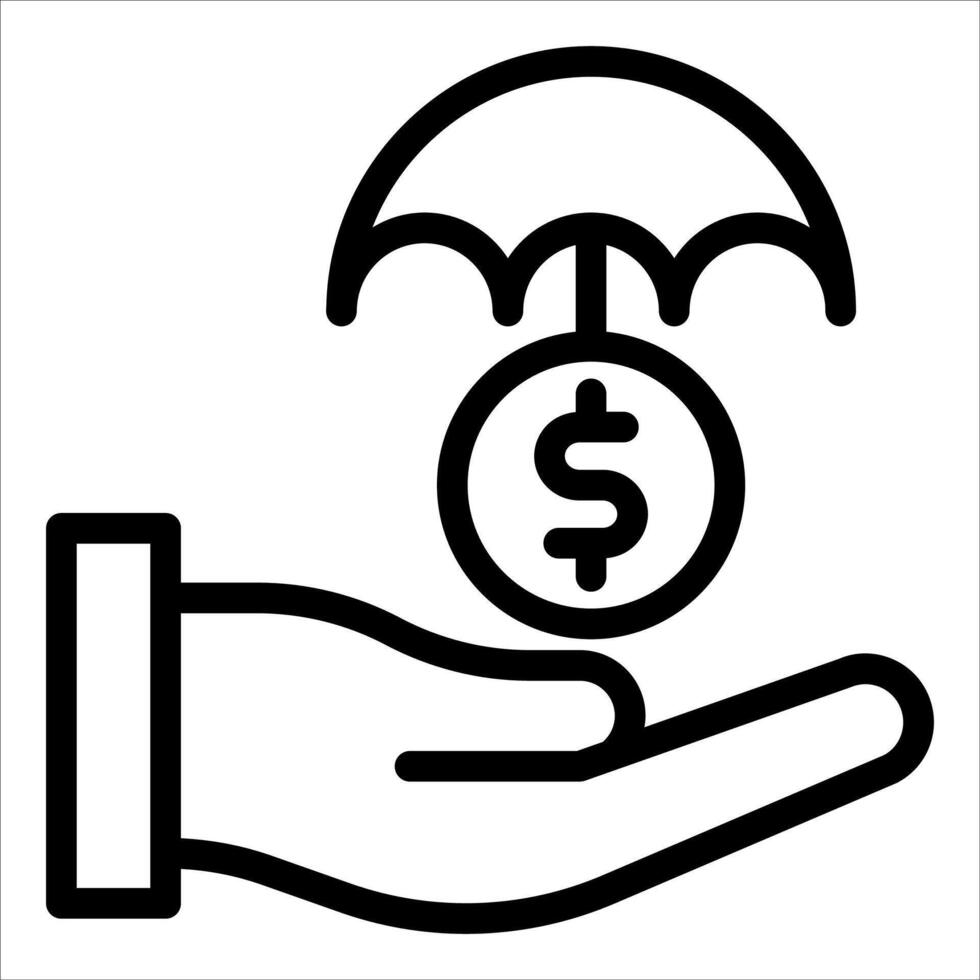 A hand holding an umbrella over a dollar sign vector