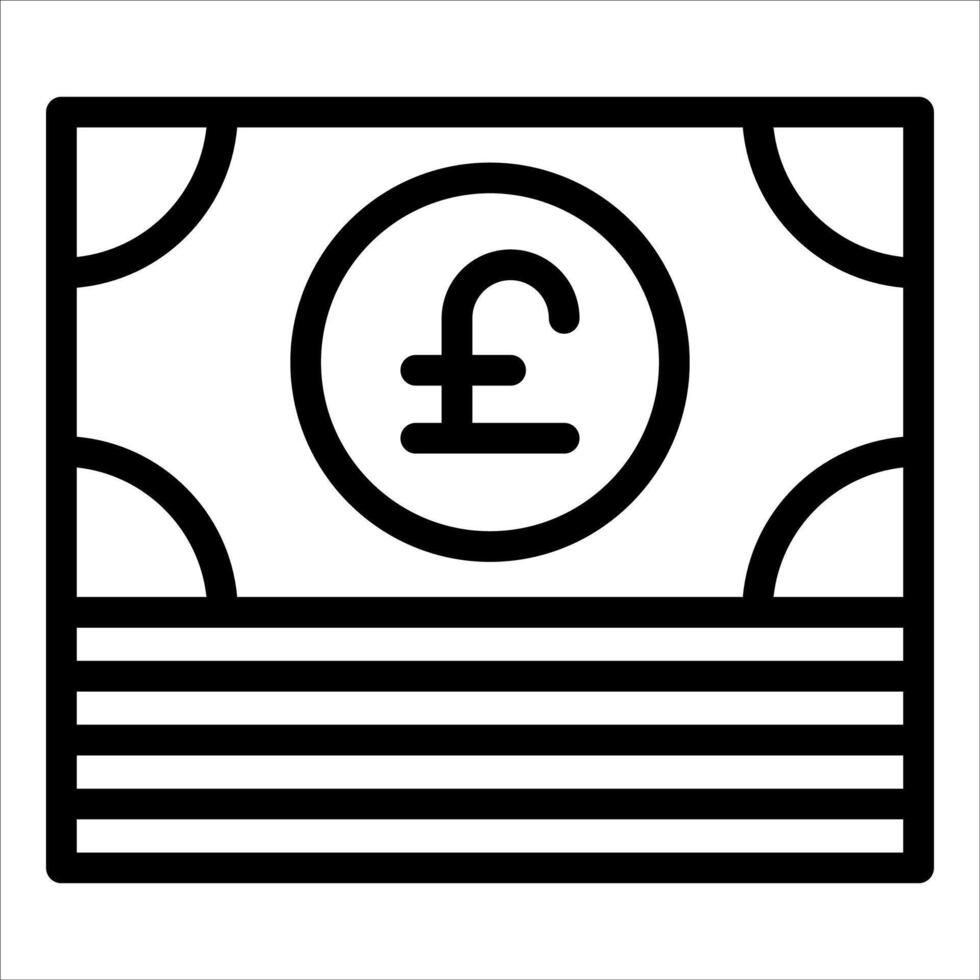 A black and white icon of a pound note vector