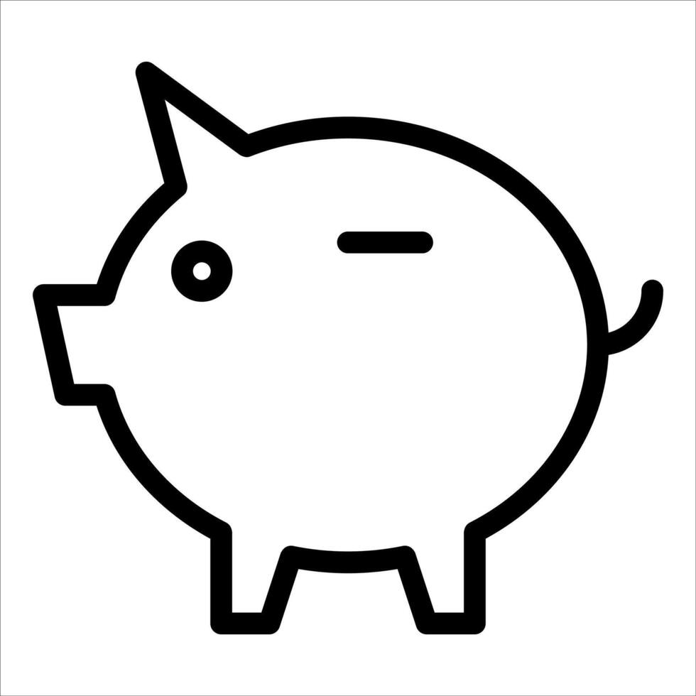 A black and white piggy bank icon vector