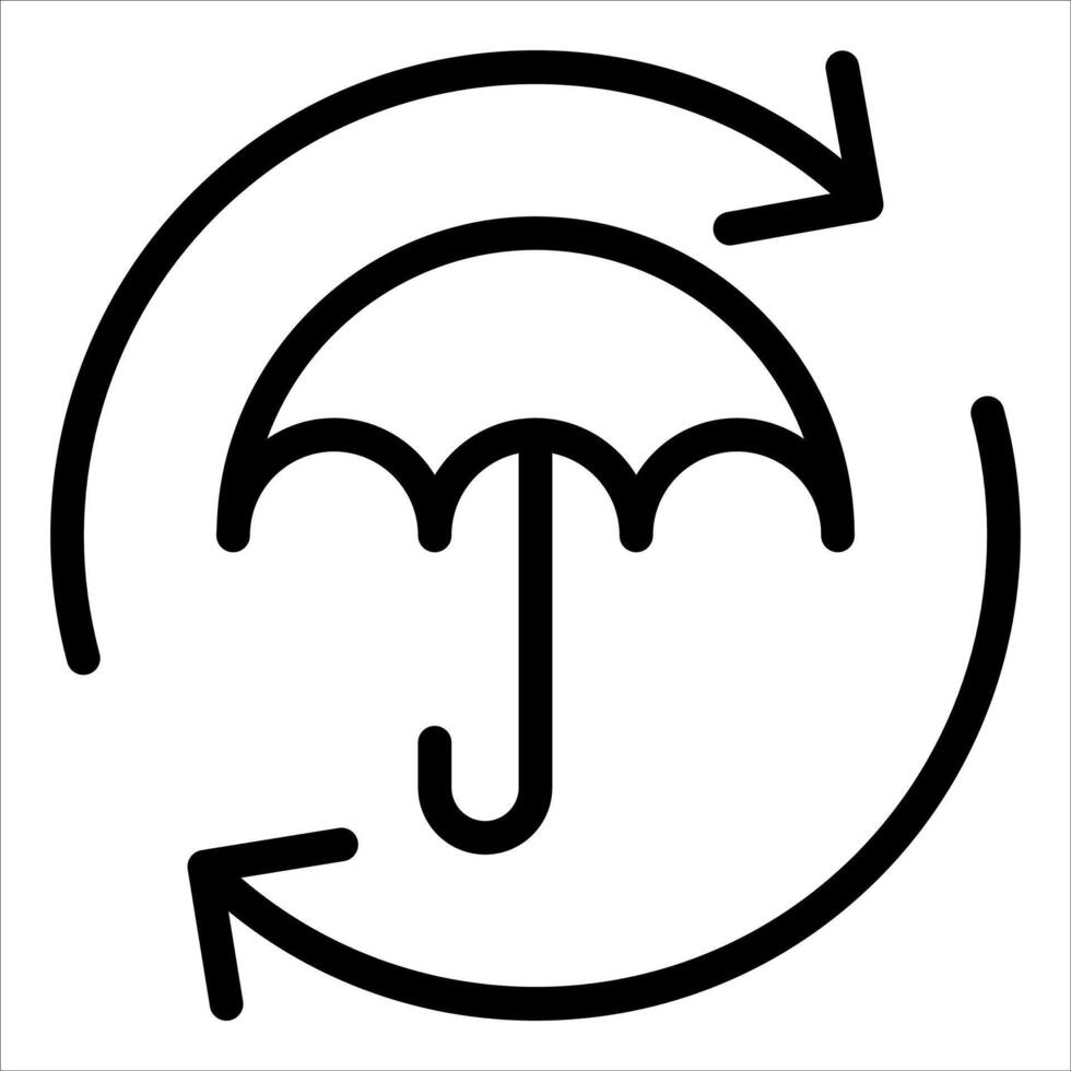 An umbrella is shown in a circle with arrows pointing to it vector