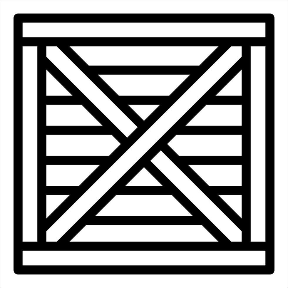 A black and white illustration of a wooden crate vector