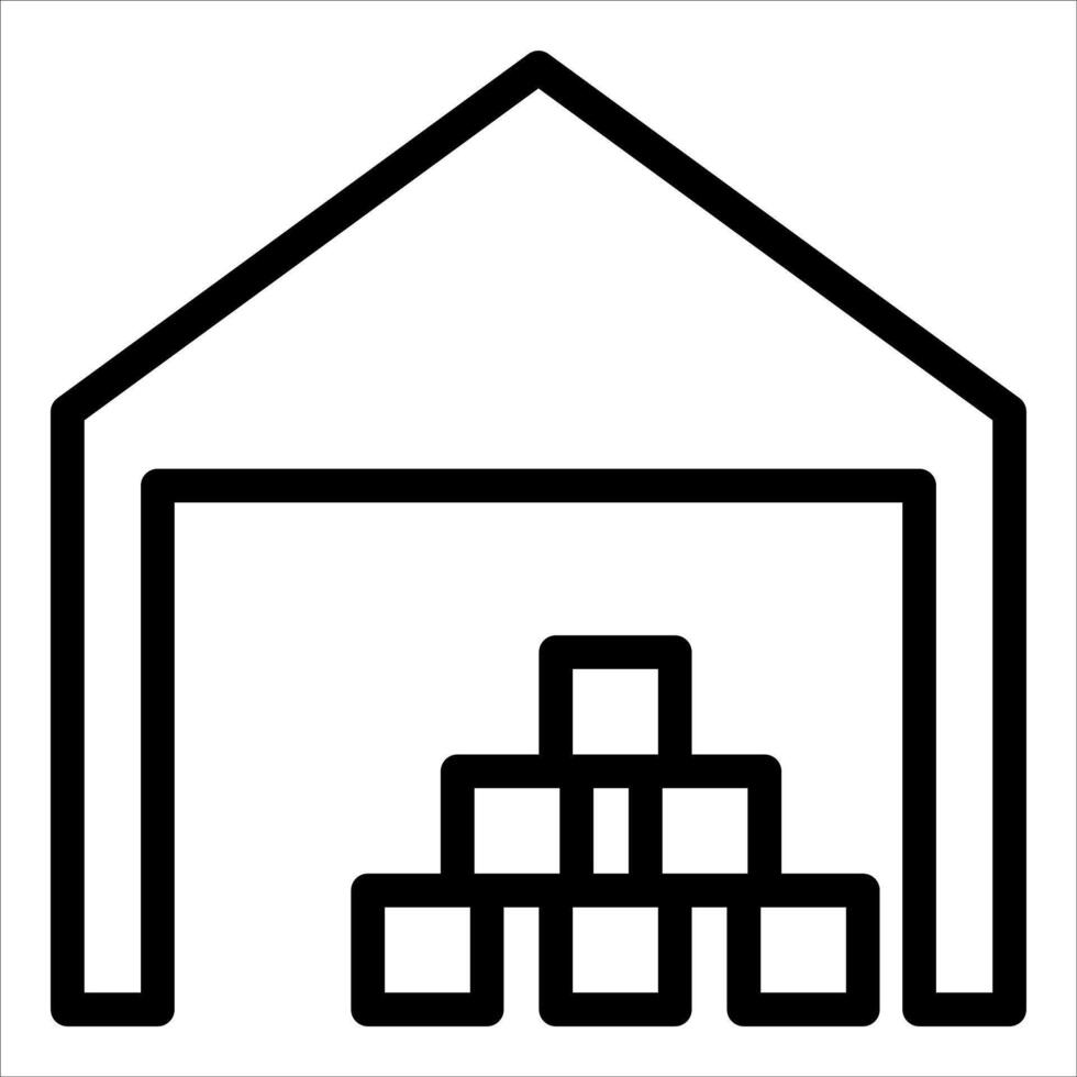 A black and white outline of a house with a pile of bricks vector