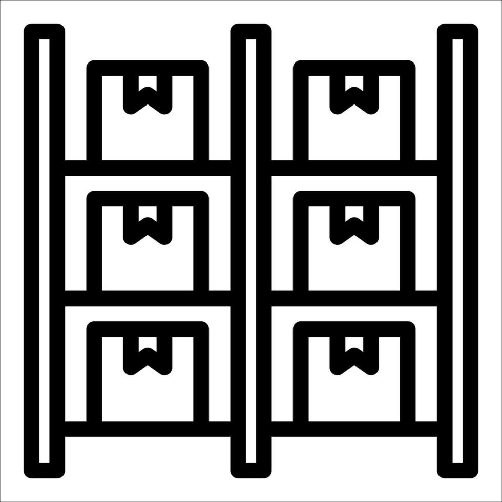 A black and white icon of a rack of boxes vector
