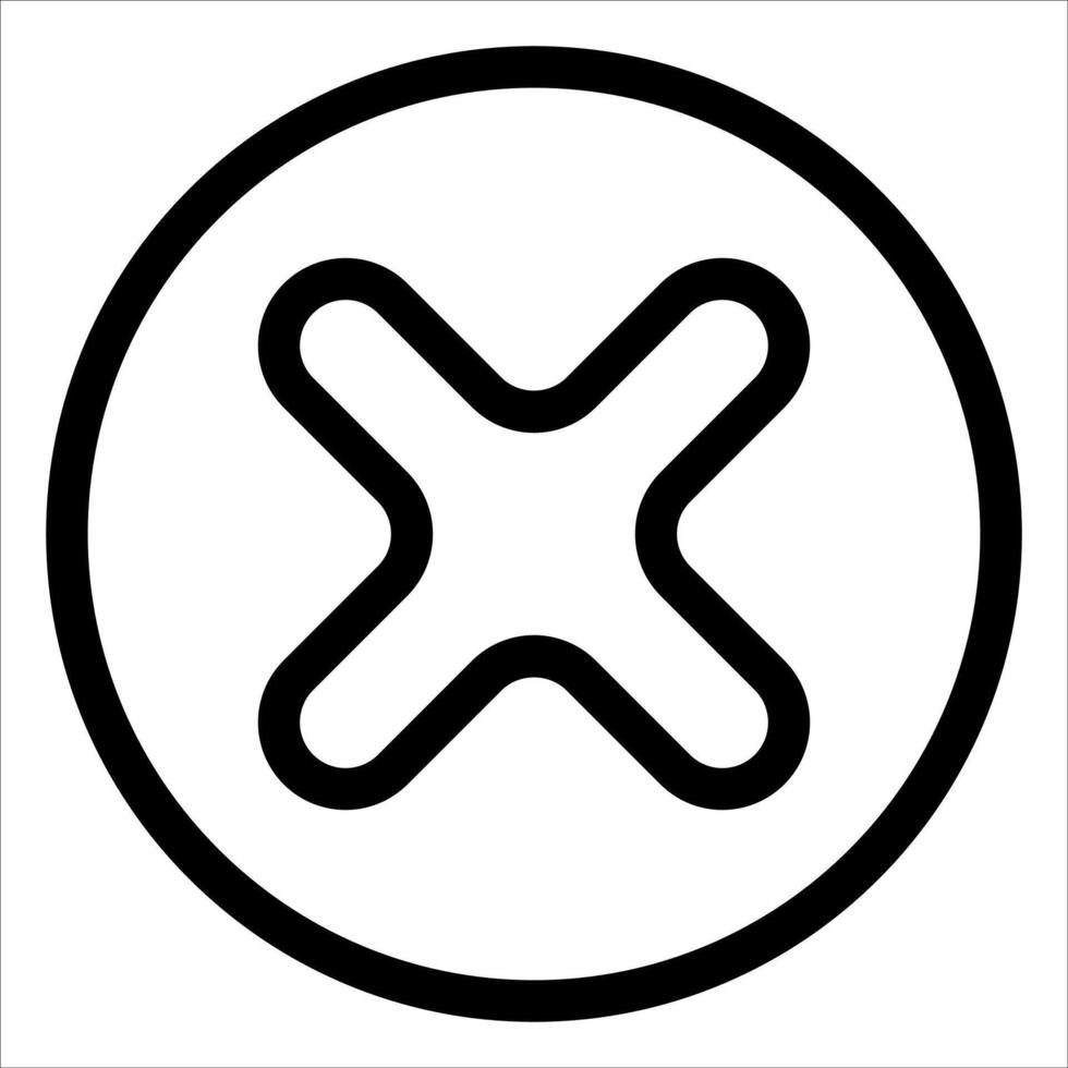 X icon in a circle with a cross in the middle vector