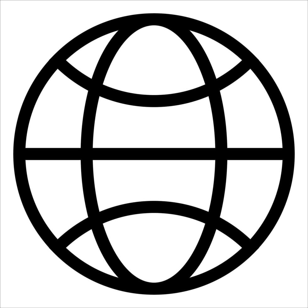A globe icon with a black outline vector