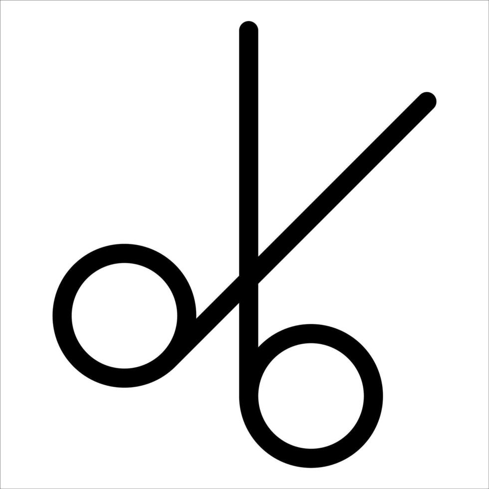 A black and white icon of scissors vector