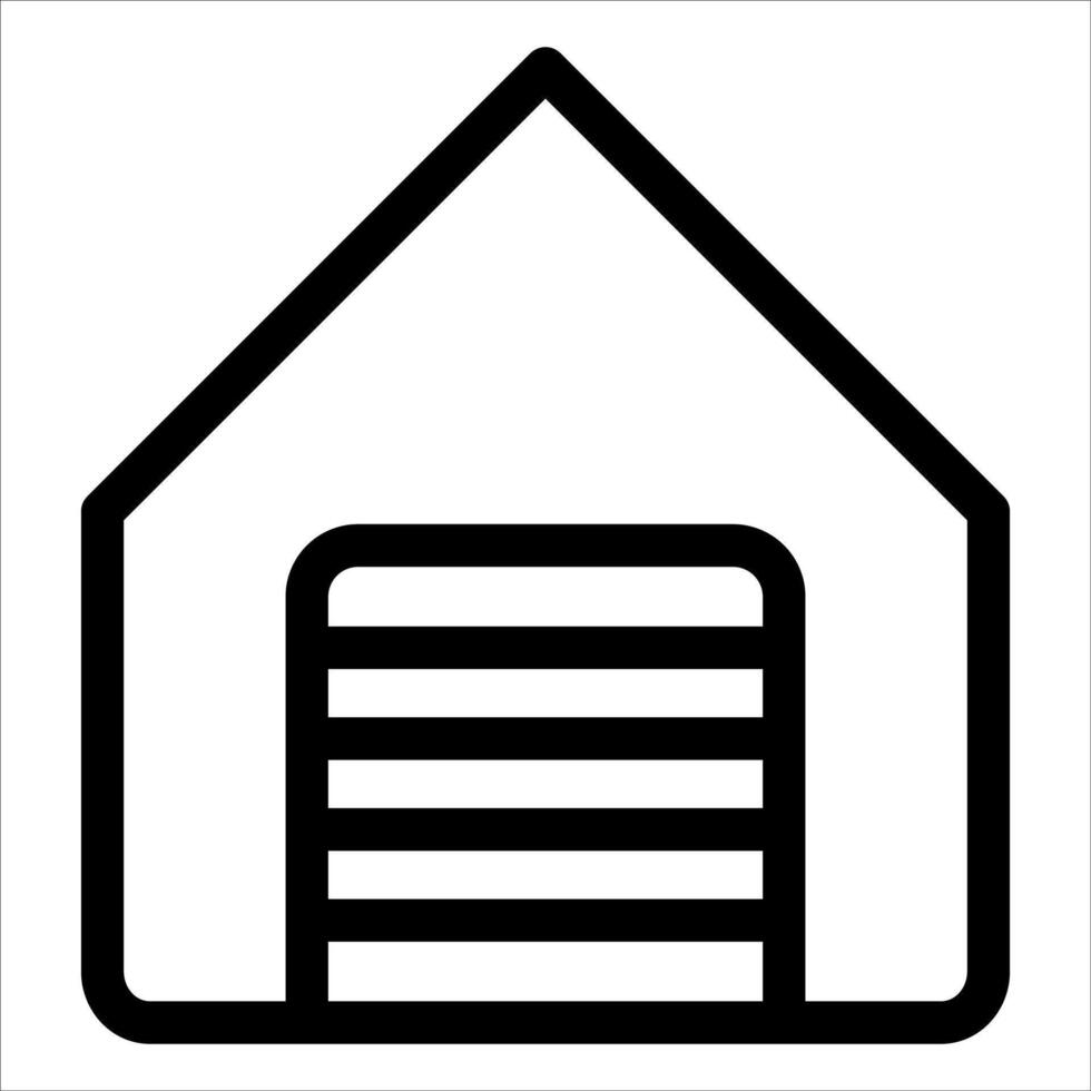 A black and white outline of a garage vector