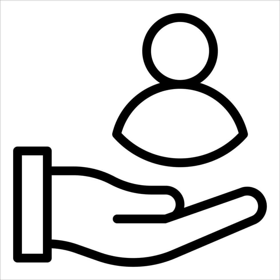 A hand holding a person icon on a white background vector