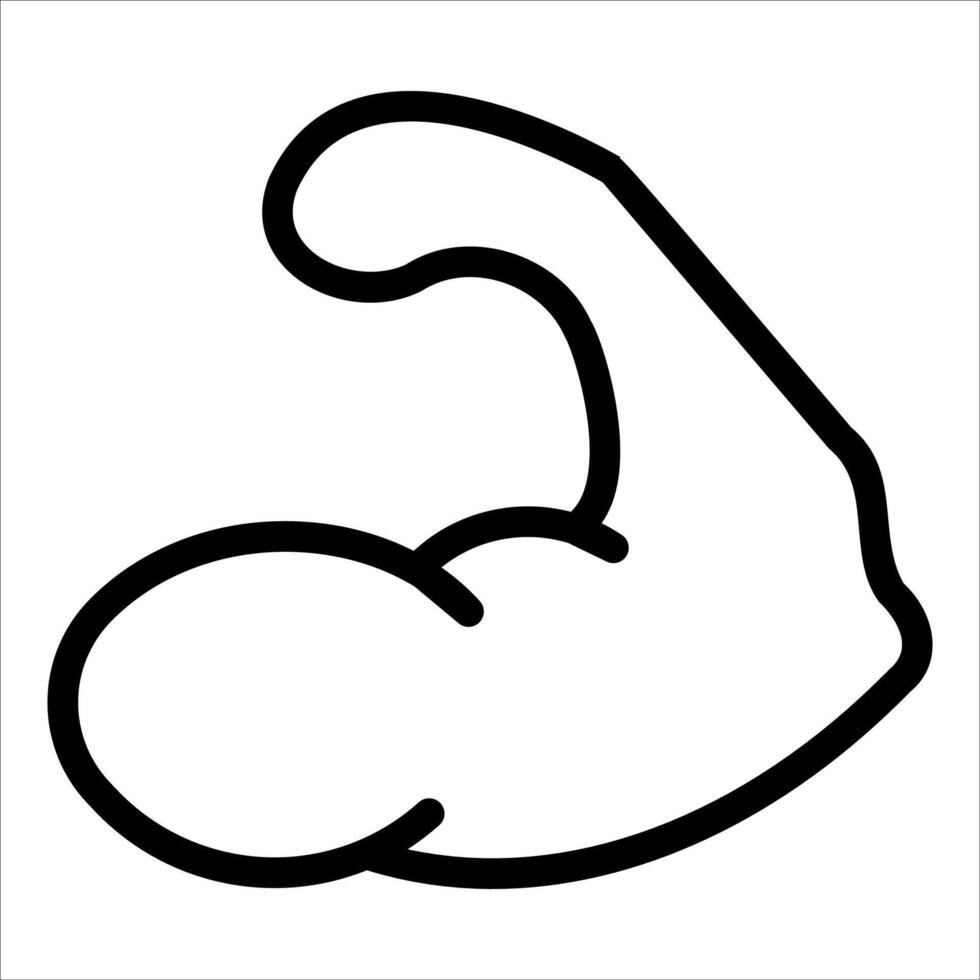 A black and white drawing of a muscle arm vector