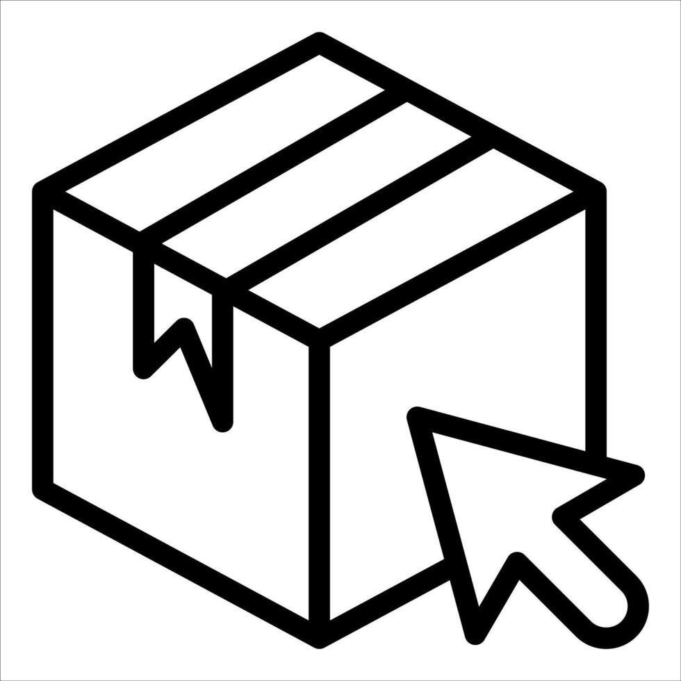 A black and white image of a box with an arrow pointing to it vector
