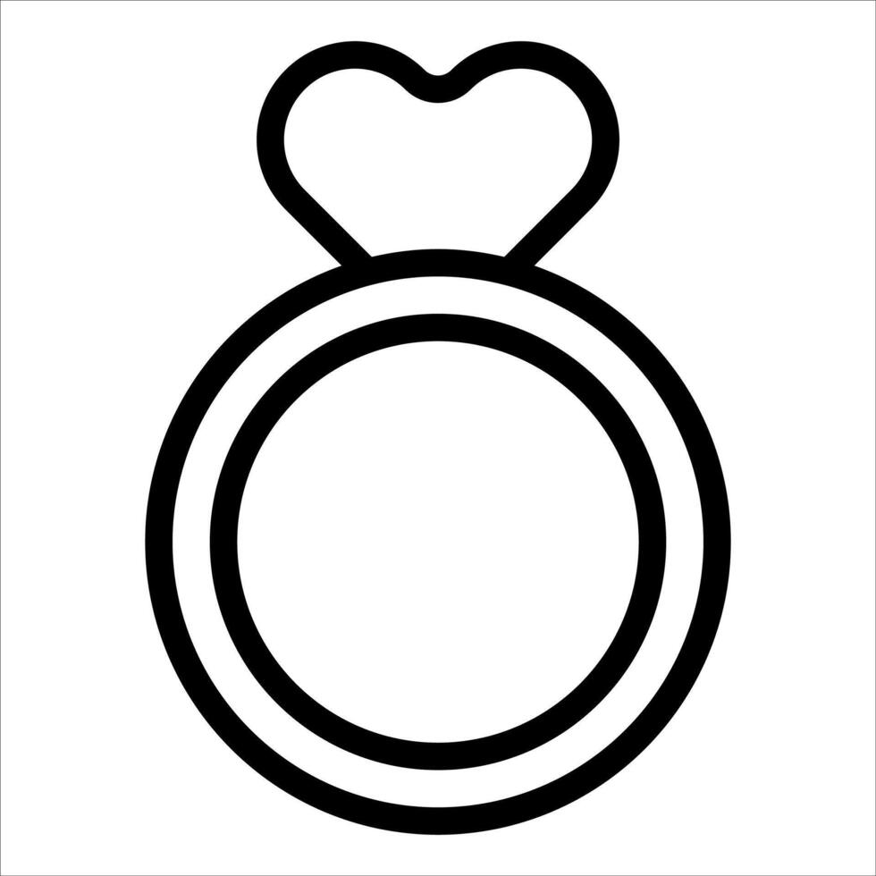 An outline of a ring with a heart vector
