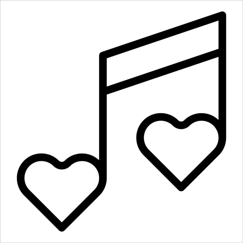A music note with two hearts on it vector
